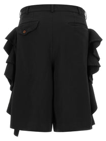 Comme Des Garcons Black Sculptural Ruffle Bermuda Shorts Black