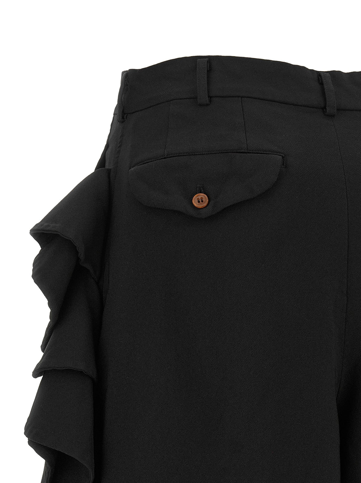 Comme Des Garcons Black Sculptural Ruffle Bermuda Shorts Black