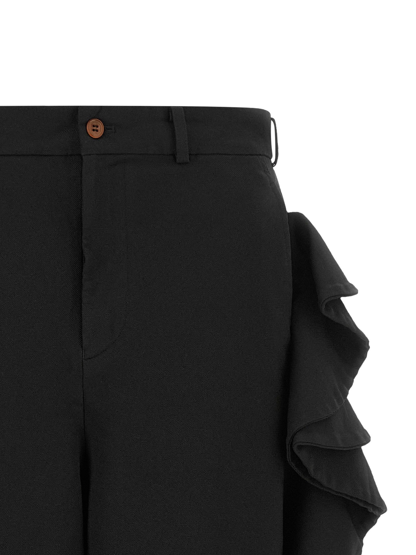 Comme Des Garcons Black Sculptural Ruffle Bermuda Shorts Black