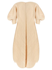 Pleats Please Issey Miyake Sculptural Sleeve Dress Beige