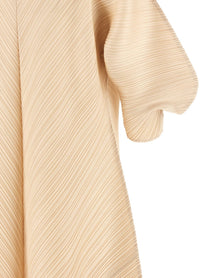 Pleats Please Issey Miyake Sculptural Sleeve Dress Beige