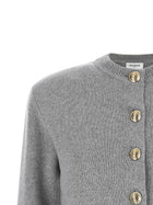Balmain Sculpture Button Crew Neck Cardigan Grey, view 3