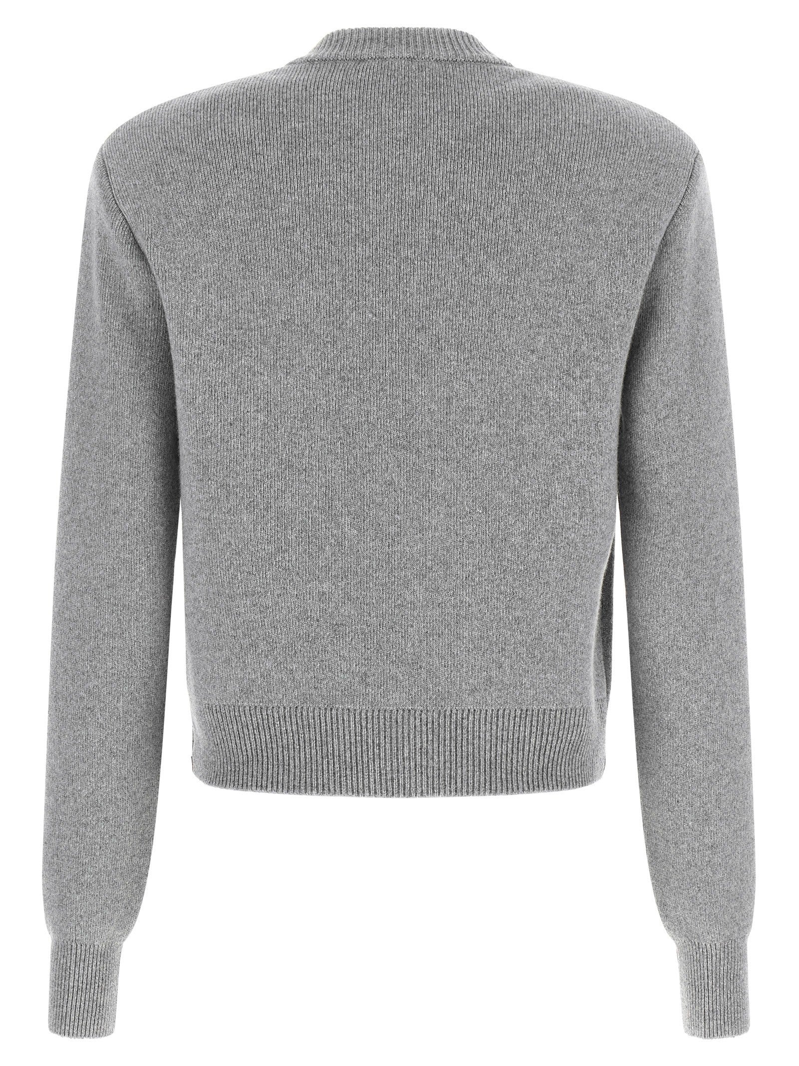 Balmain Sculpture Button Crew Neck Cardigan Grey