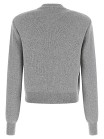 Balmain Sculpture Button Crew Neck Cardigan Grey