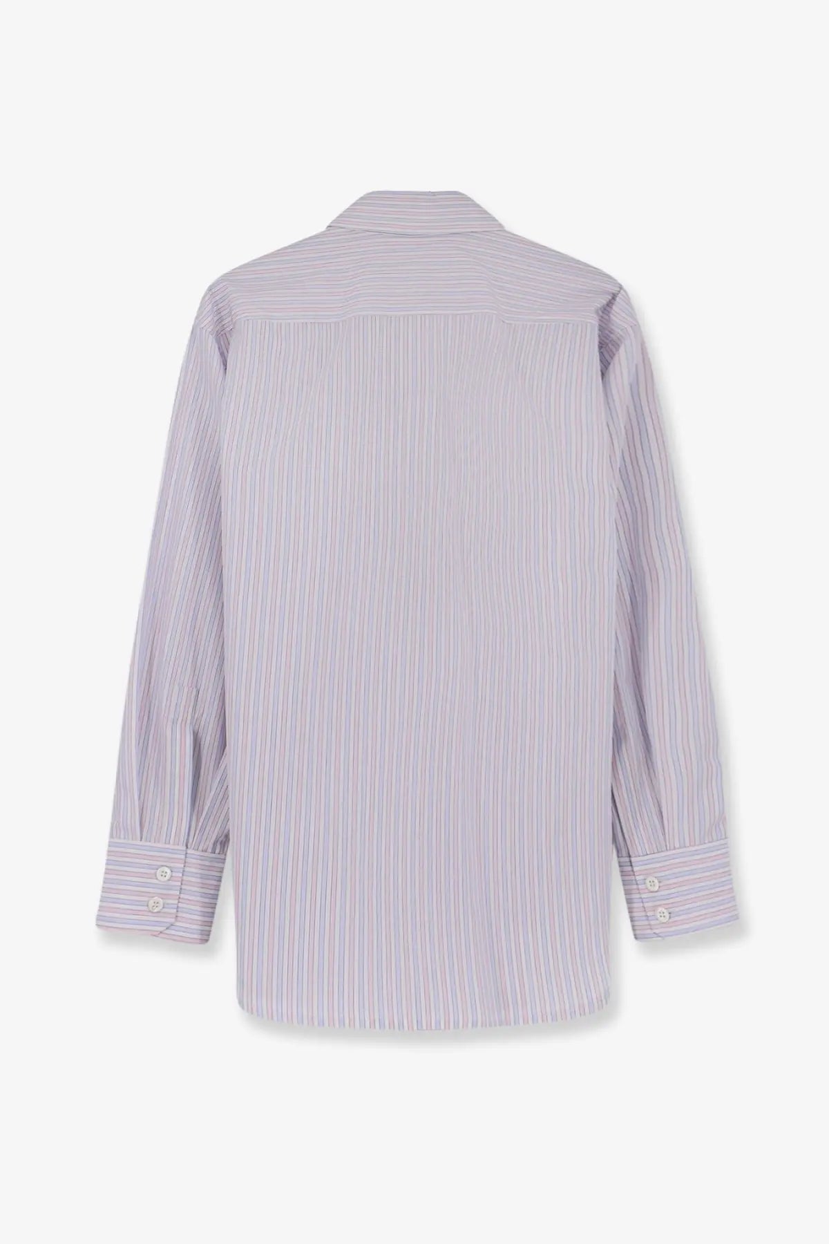 Seafarer women’s kim striped cotton shirt white with lavender and white vertical stripes and long sleeves