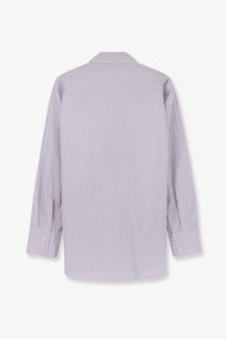 Seafarer women’s kim striped cotton shirt white with lavender and white vertical stripes and long sleeves