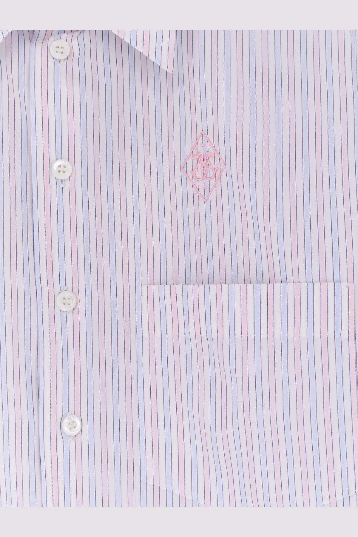 Seafarer women’s kim striped cotton shirt in pink and light blue with button-down front and embroidered logo on chest