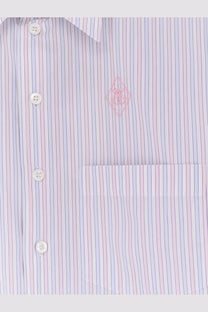 Seafarer women’s kim striped cotton shirt in pink and light blue with button-down front and embroidered logo on chest
