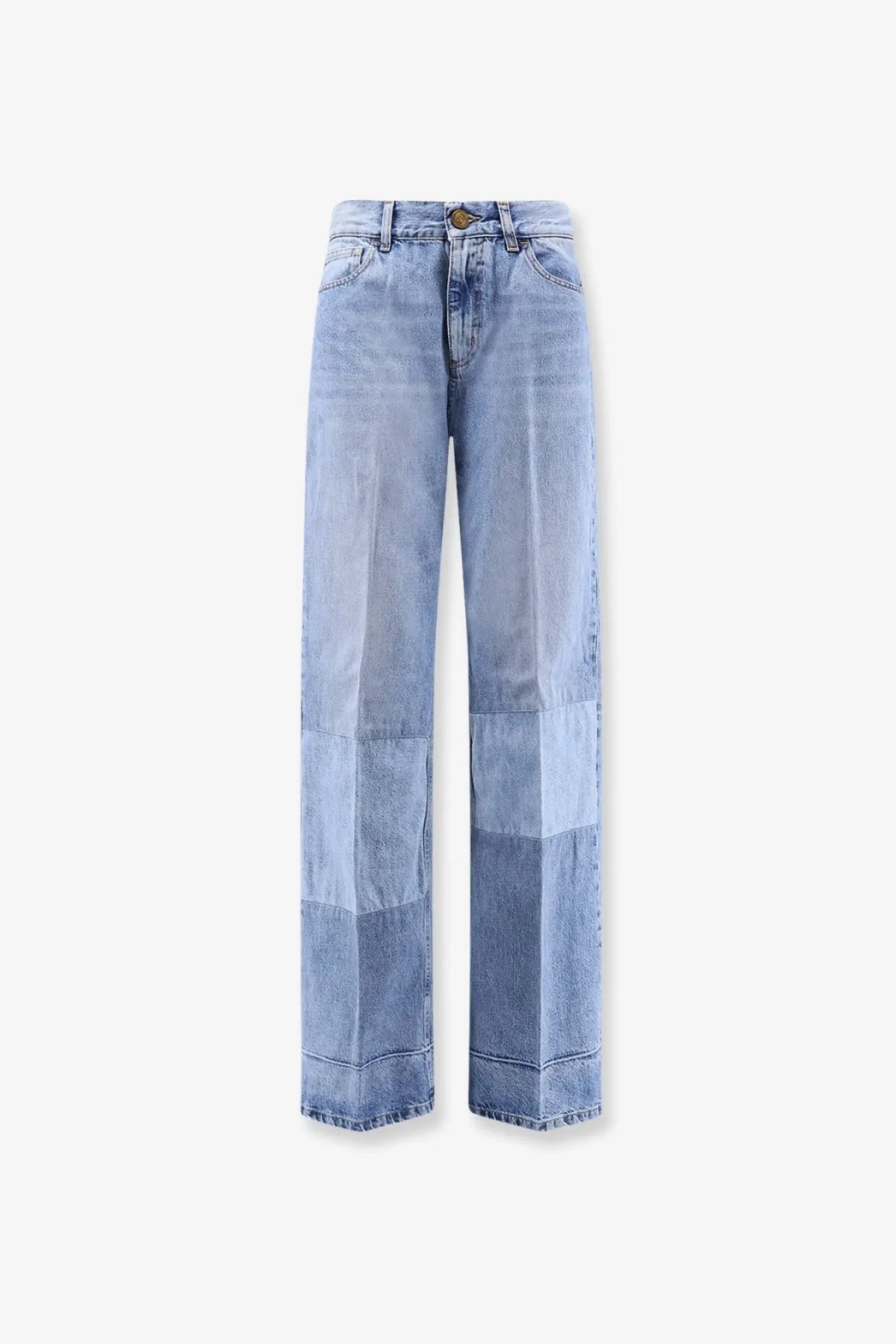 Seafarer women’s smin cotton jeans blue light-wash denim with patchwork design in multiple blue shades and subtle fading