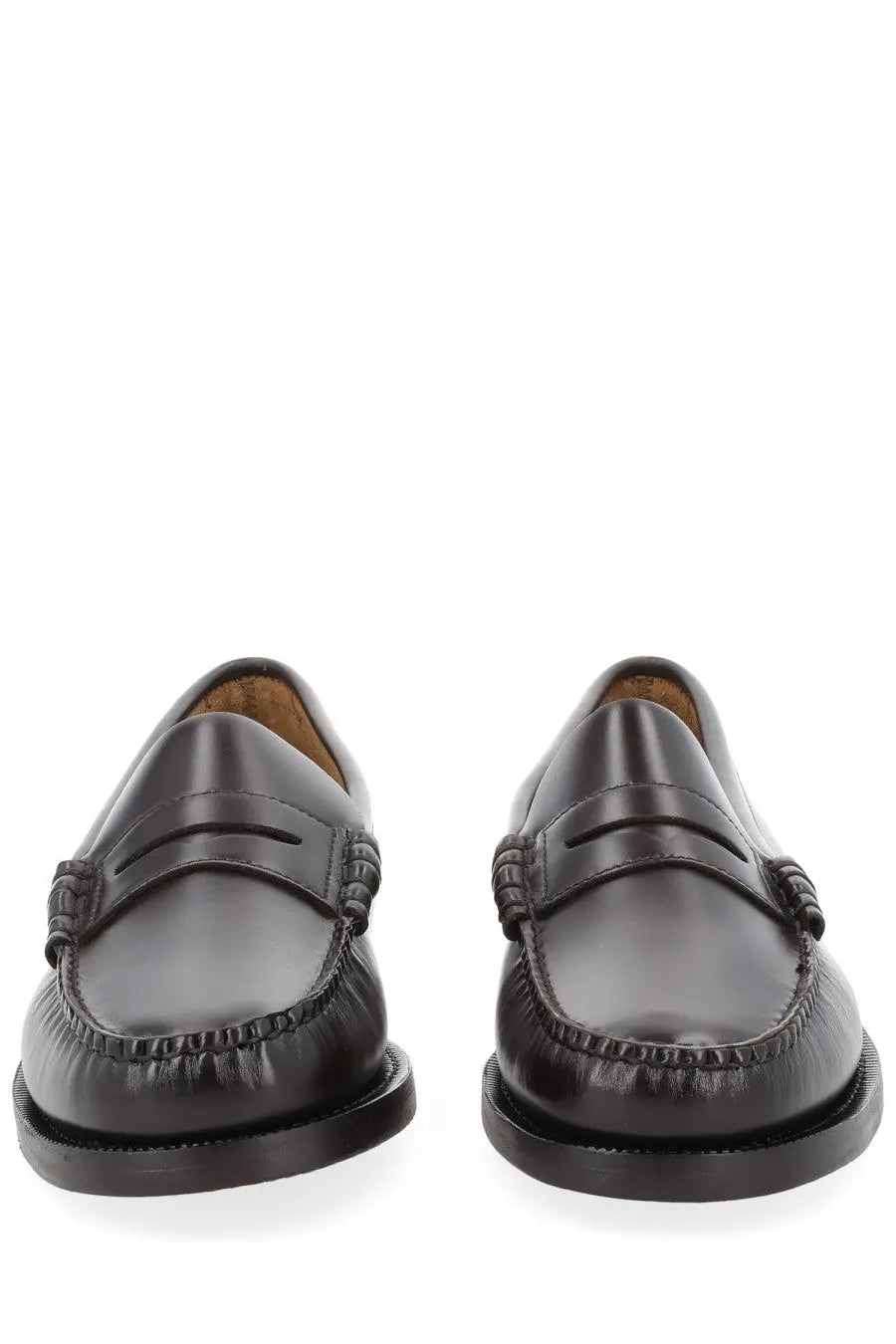 Sebago men’s mocassino classic dan brown black leather penny loafers with polished finish and braided side detailing