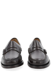 Sebago men’s mocassino classic dan brown black leather penny loafers with polished finish and braided side detailing