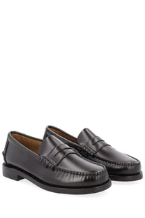 Sebago men’s mocassino classic dan brown black leather penny loafers with polished finish and moccasin stitching