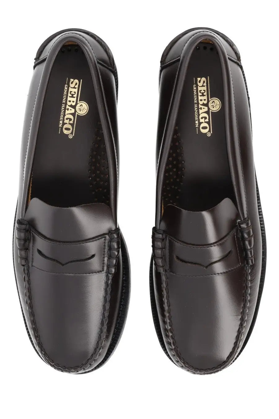 Sebago men’s mocassino classic dan brown black leather loafers with polished finish and moccasin stitching