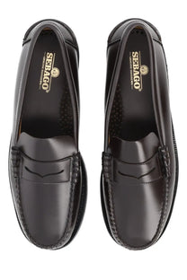 Sebago men’s mocassino classic dan brown black leather loafers with polished finish and moccasin stitching