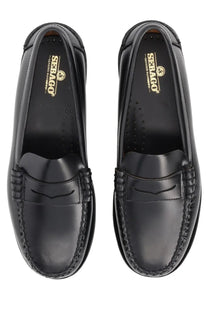 Sebago women’s mocassino classic Dan black leather loafers with polished finish and braided stitching edges