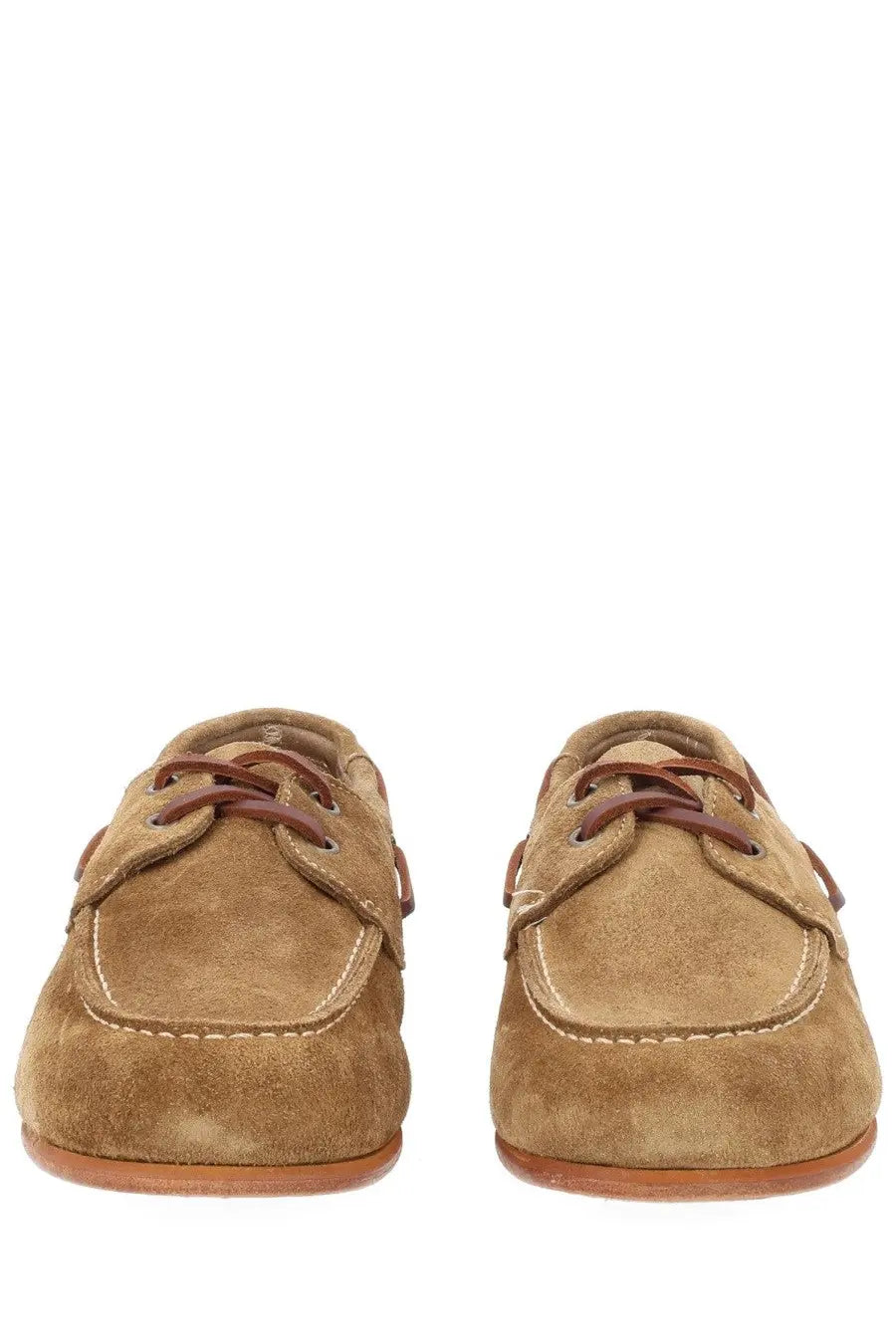Sebago women’s mocassino owen brown tan suede boat shoes with brown laces and matching stitching