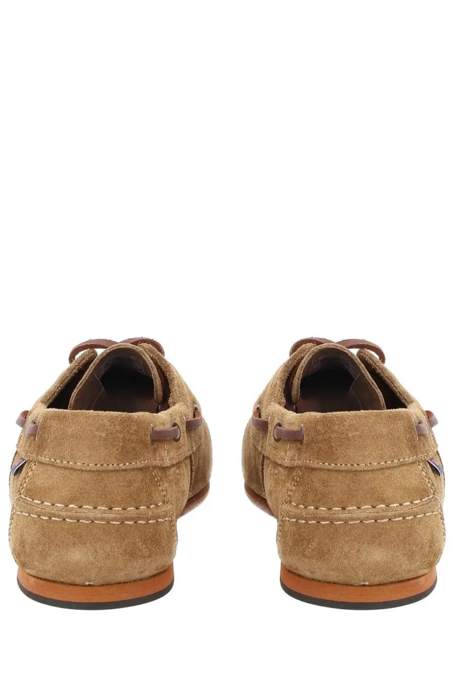 Sebago women’s mocassino owen brown tan suede boat shoes with brown leather laces and stitching