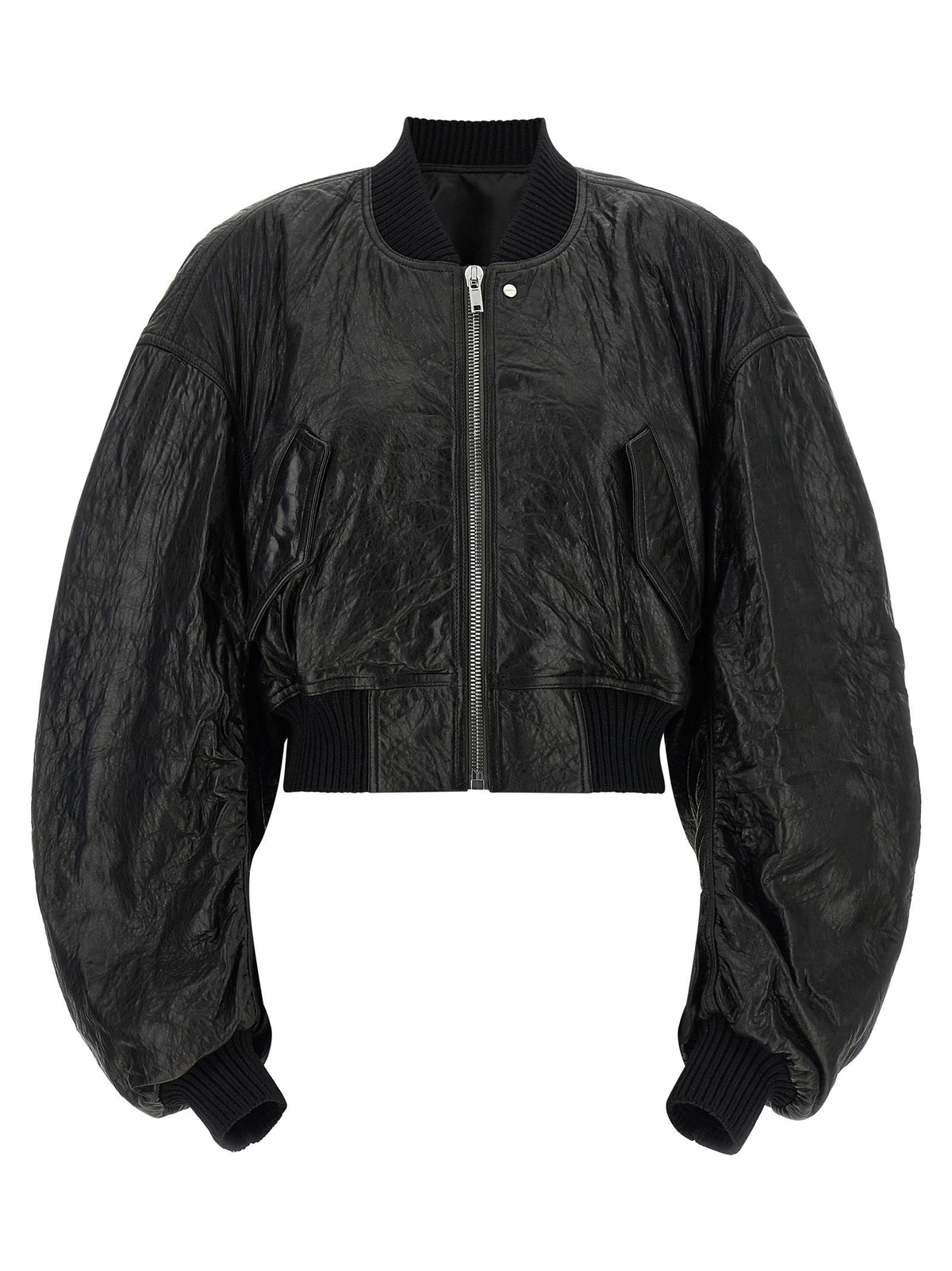 Rick Owens Secchia Cropped Flight Bomber Jacket Black