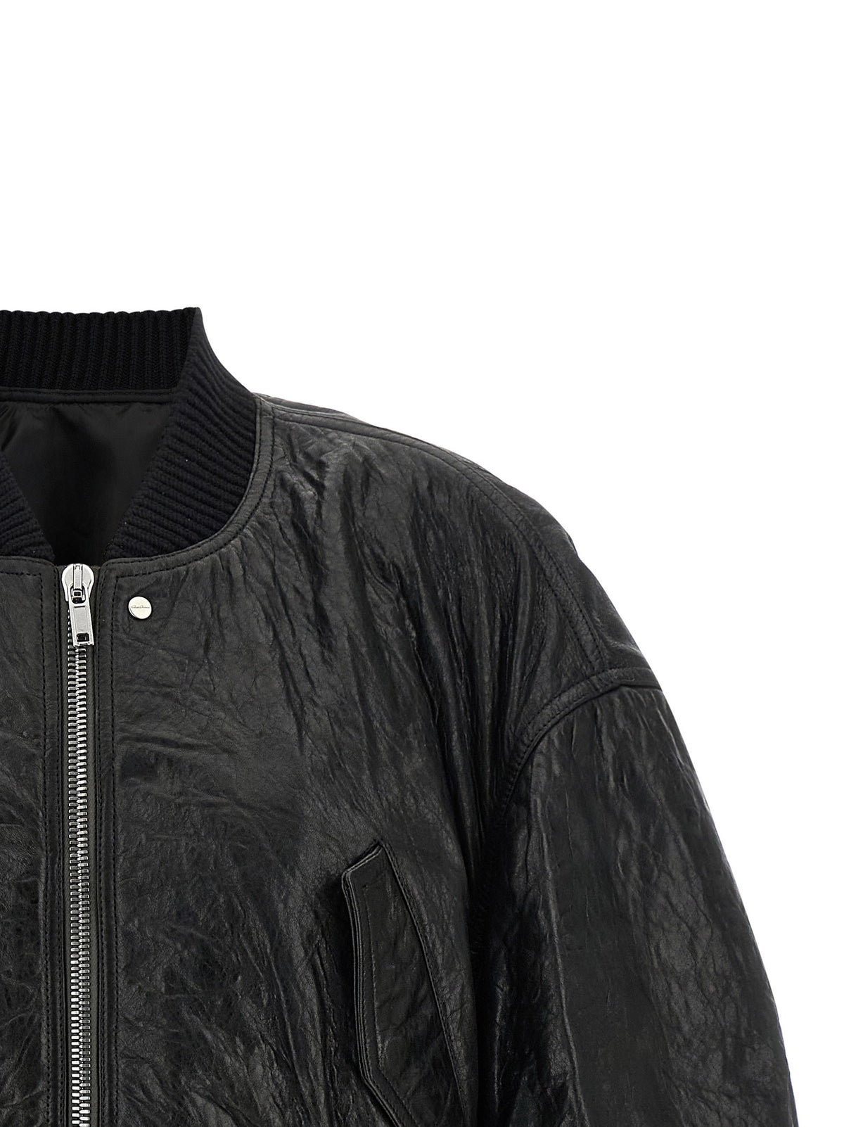 Rick Owens Secchia Cropped Flight Bomber Jacket Black