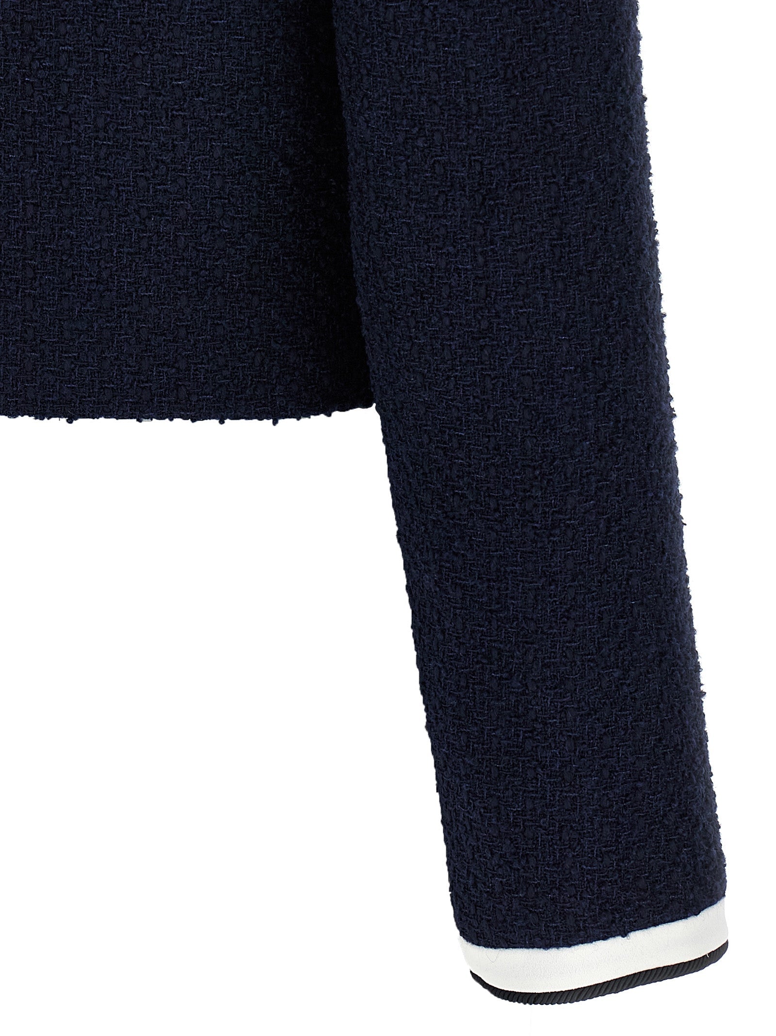 SELF PORTRAIT - SELF PORTRAIT - ’Navy Boucle Contrast Collar’ blazer - Women’s Clothing