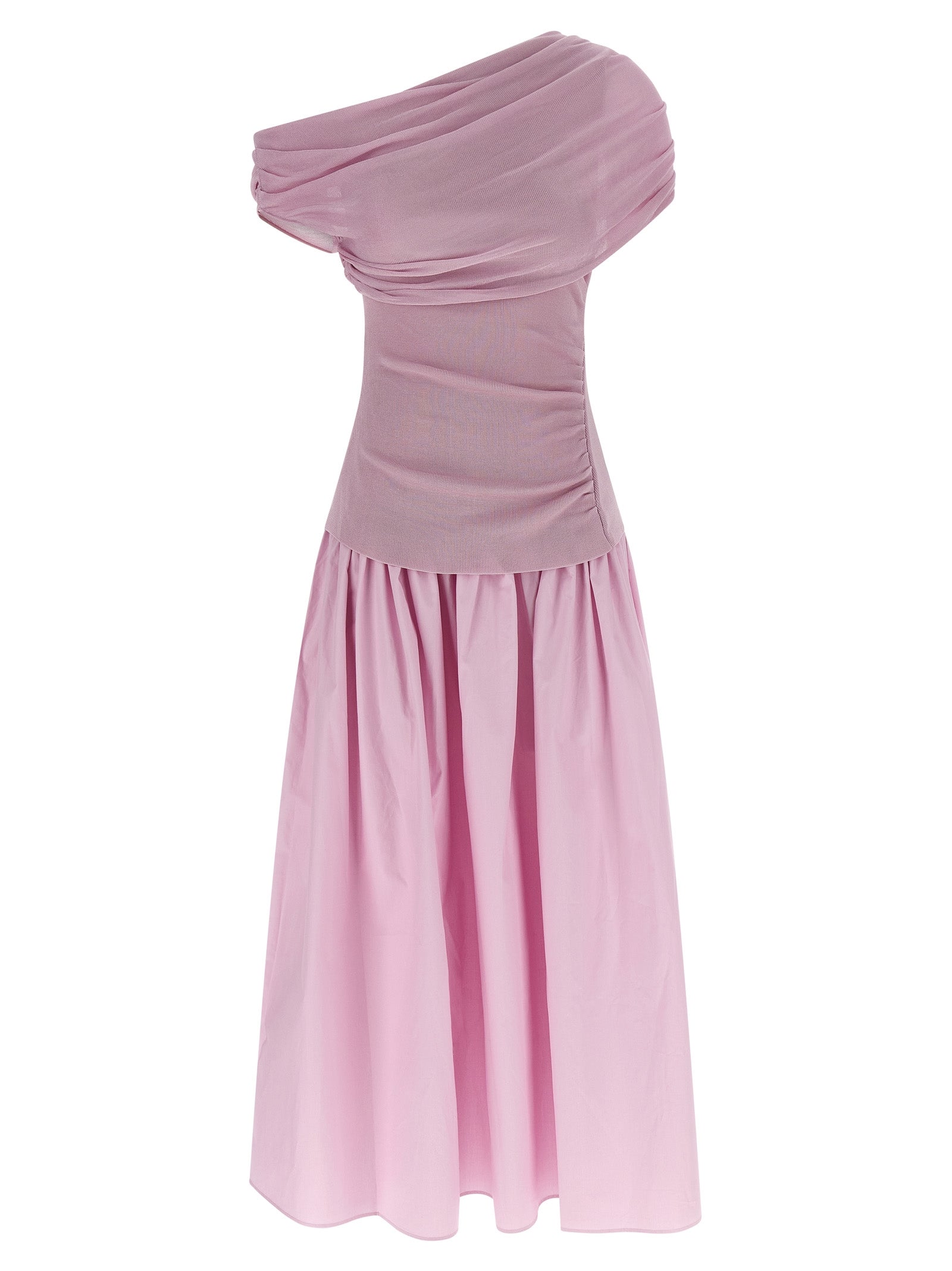 SELF PORTRAIT - SELF PORTRAIT - ’Pink Cotton Draped Knit Midi’ dress - Women’s Clothing