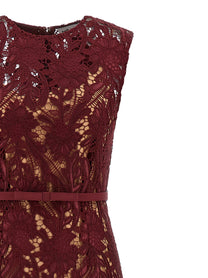 SELF PORTRAIT - SELF PORTRAIT - ’Burgundy Guipure Lace Midi’ dress - Women’s Clothing