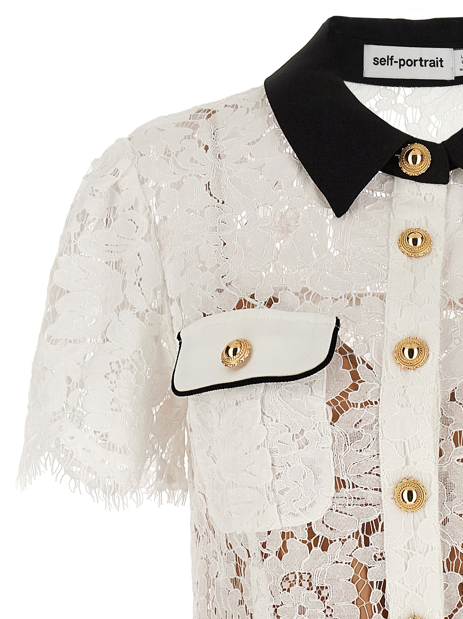 SELF PORTRAIT - SELF PORTRAIT - ’White Lace Contrast Collar Mini’ dress - Women’s Clothing