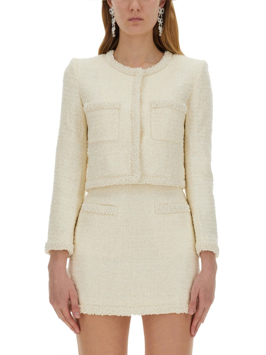 SELF-PORTRAIT - Self Portrait Boucle Jacket With Pearls - Woman-&gt;Clothing-&gt;Jackets