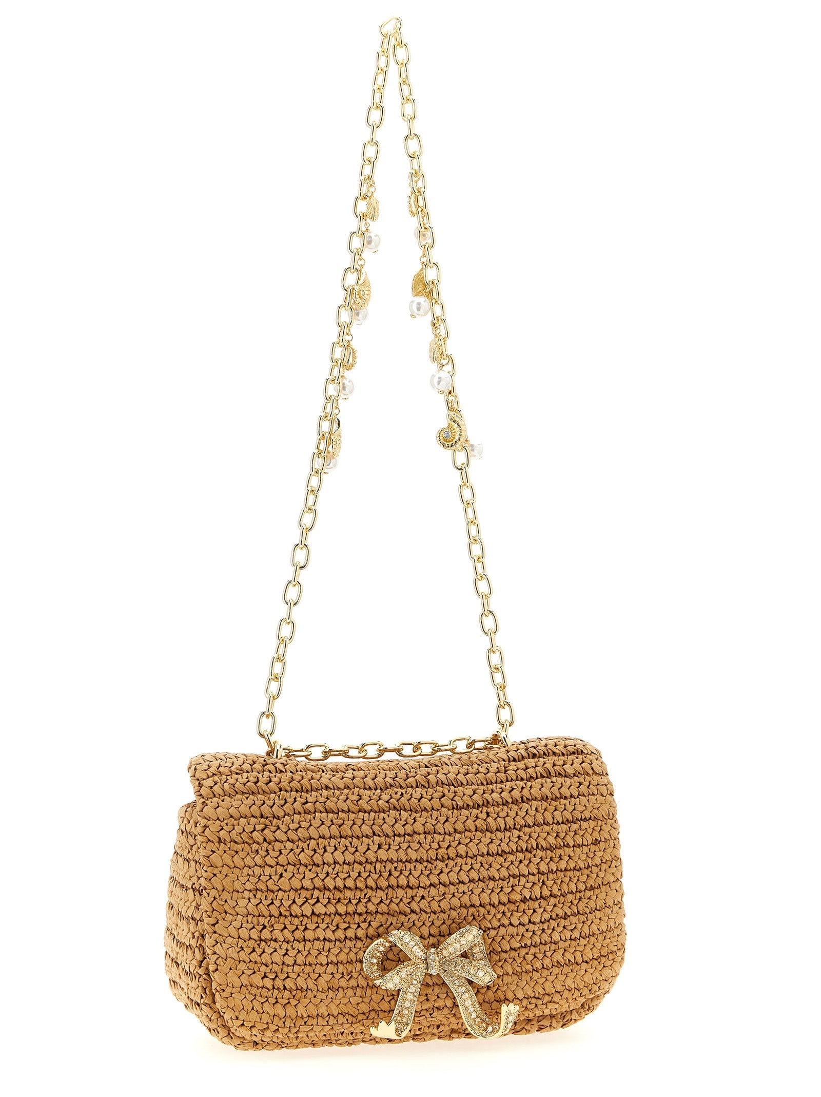 SELF PORTRAIT - SELF PORTRAIT - ’Raffia bow charm’ shoulder bag - Women’s Bags