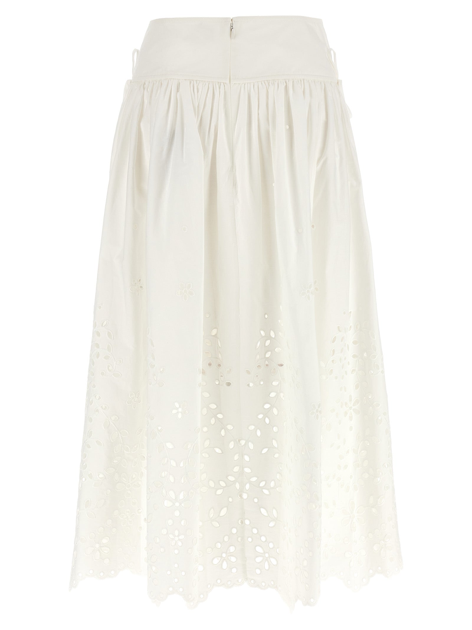 SELF PORTRAIT - SELF PORTRAIT - ’White Cotton Embroidered Midi’ skirt - Women’s Clothing