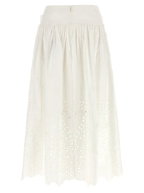 SELF PORTRAIT - SELF PORTRAIT - ’White Cotton Embroidered Midi’ skirt - Women’s Clothing