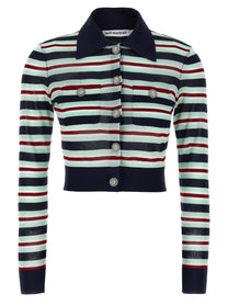 SELF PORTRAIT - SELF PORTRAIT - ’Navy Striped Viscose Knit’ cardigan - Women’s Knitwear