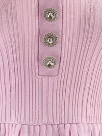 SELF PORTRAIT - Self Portrait Ribbed Knit Mini Dress With Jewel Buttons - Woman-&gt;Clothing-&gt;Dresses