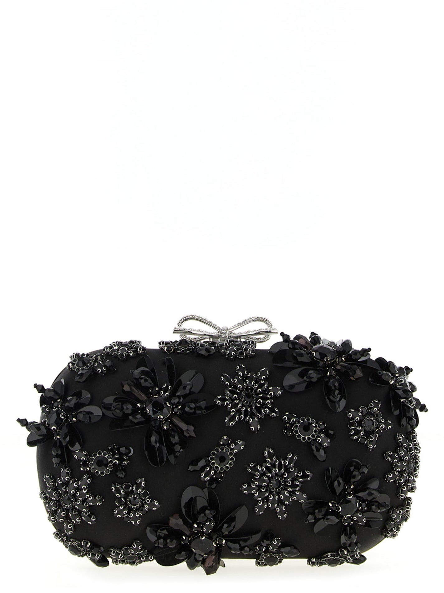 SELF PORTRAIT - SELF PORTRAIT - ’Black Satin Floral Crystal’ clutch - Women’s Bags