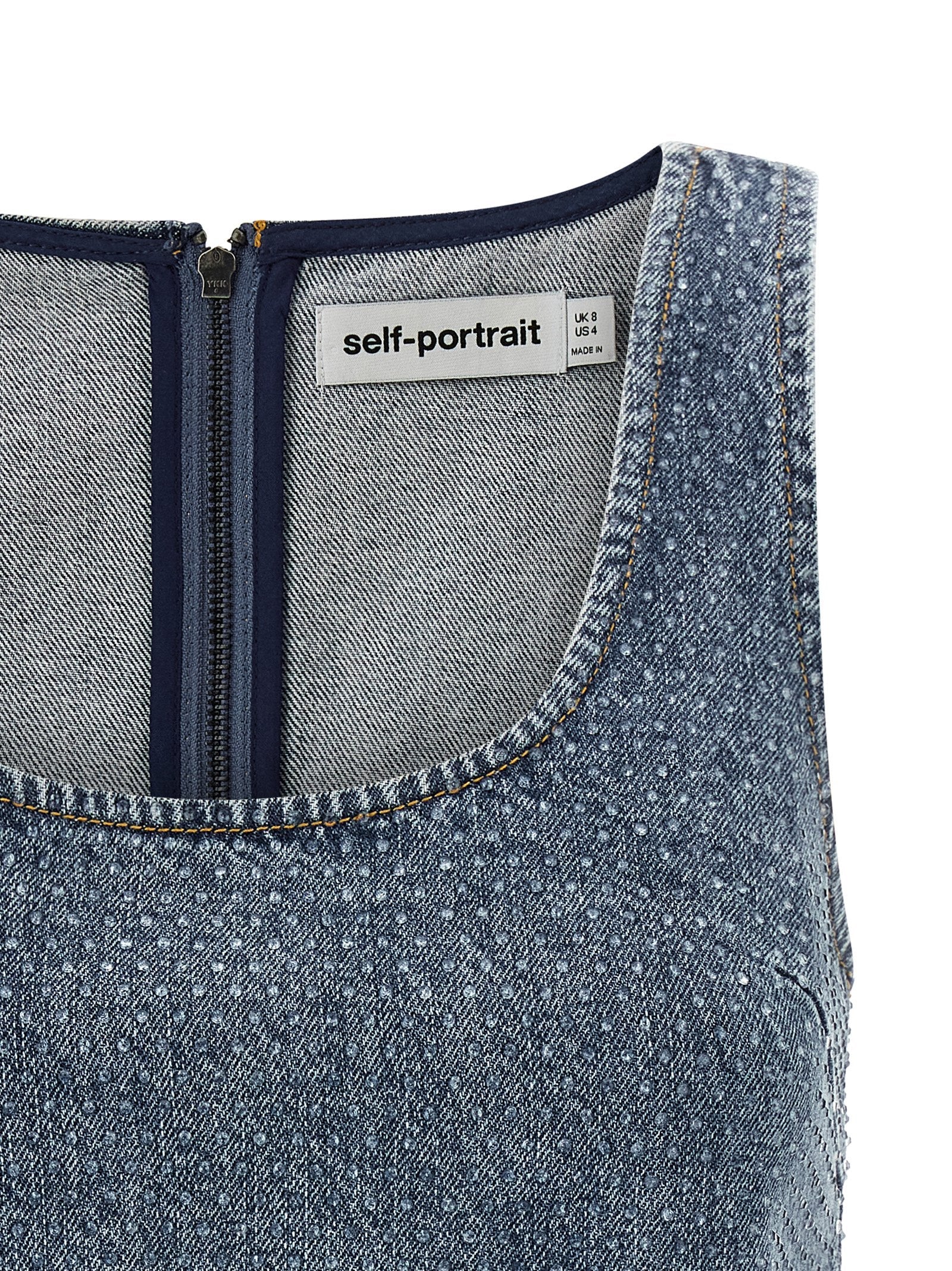 SELF PORTRAIT - SELF PORTRAIT - ’Rhinestone Denim Crop’ top - Women’s Tops
