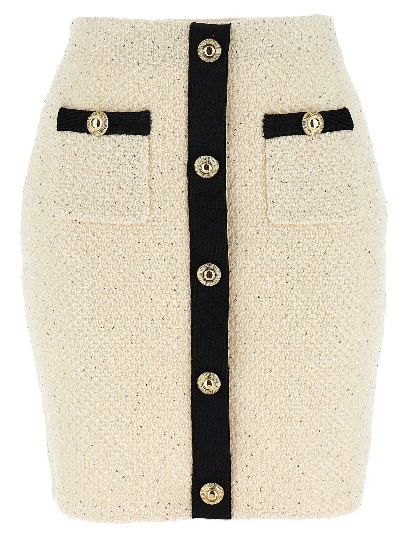 SELF PORTRAIT - SELF PORTRAIT - ’Cream Sequin Knit Mini’ skirt - Women’s Clothing