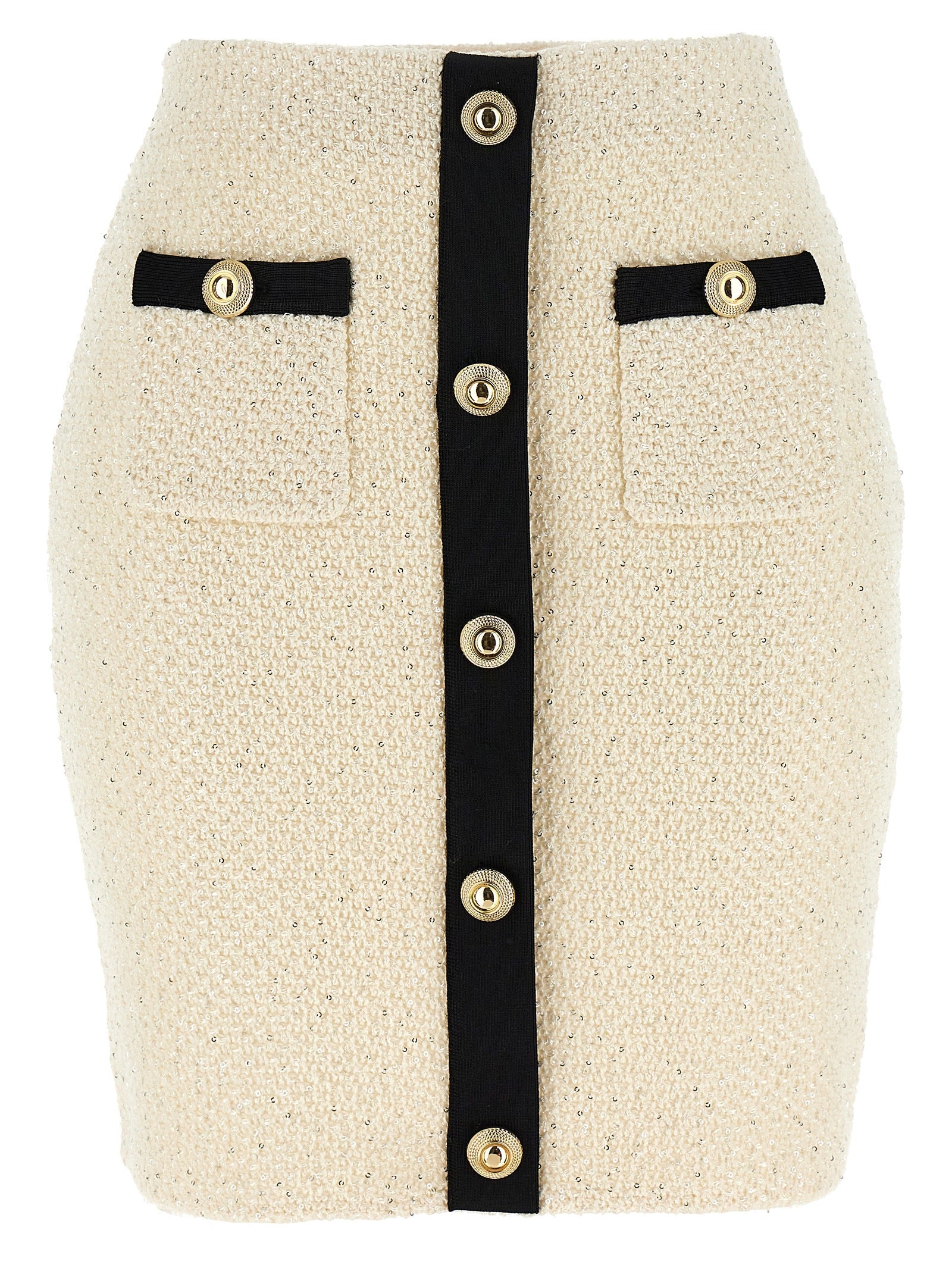 SELF PORTRAIT - SELF PORTRAIT - ’Cream Sequin Knit Mini’ skirt - Women’s Clothing