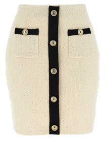 SELF PORTRAIT - SELF PORTRAIT - ’Cream Sequin Knit Mini’ skirt - Women’s Clothing