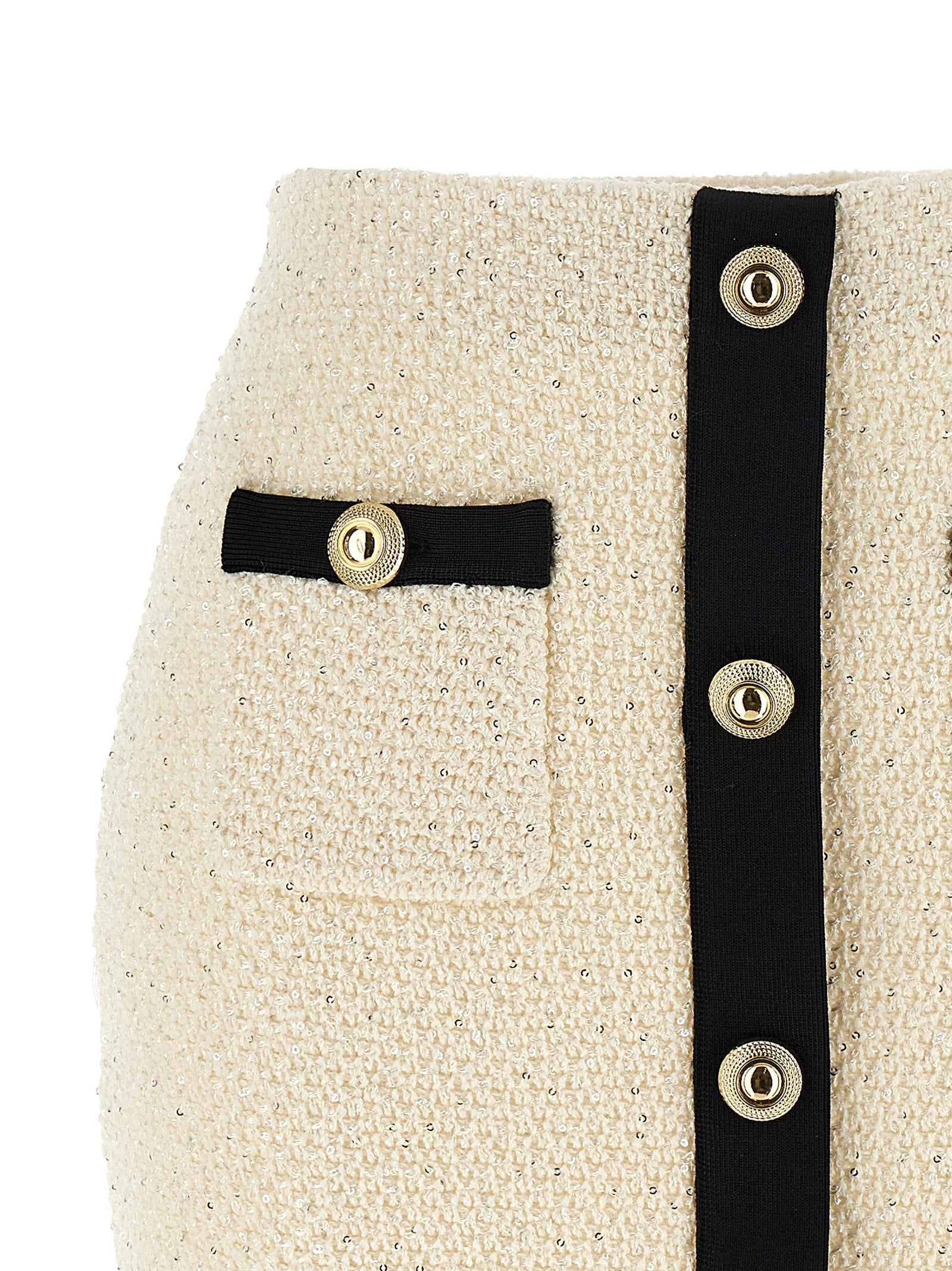 SELF PORTRAIT - SELF PORTRAIT - ’Cream Sequin Knit Mini’ skirt - Women’s Clothing