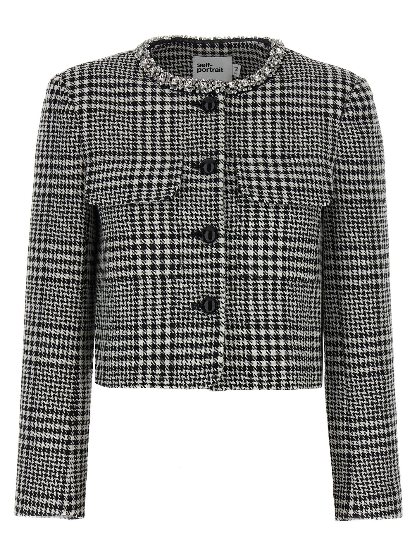 SELF PORTRAIT - SELF PORTRAIT - ’Houndstooth Crystal Trim’ blazer - Women’s Clothing