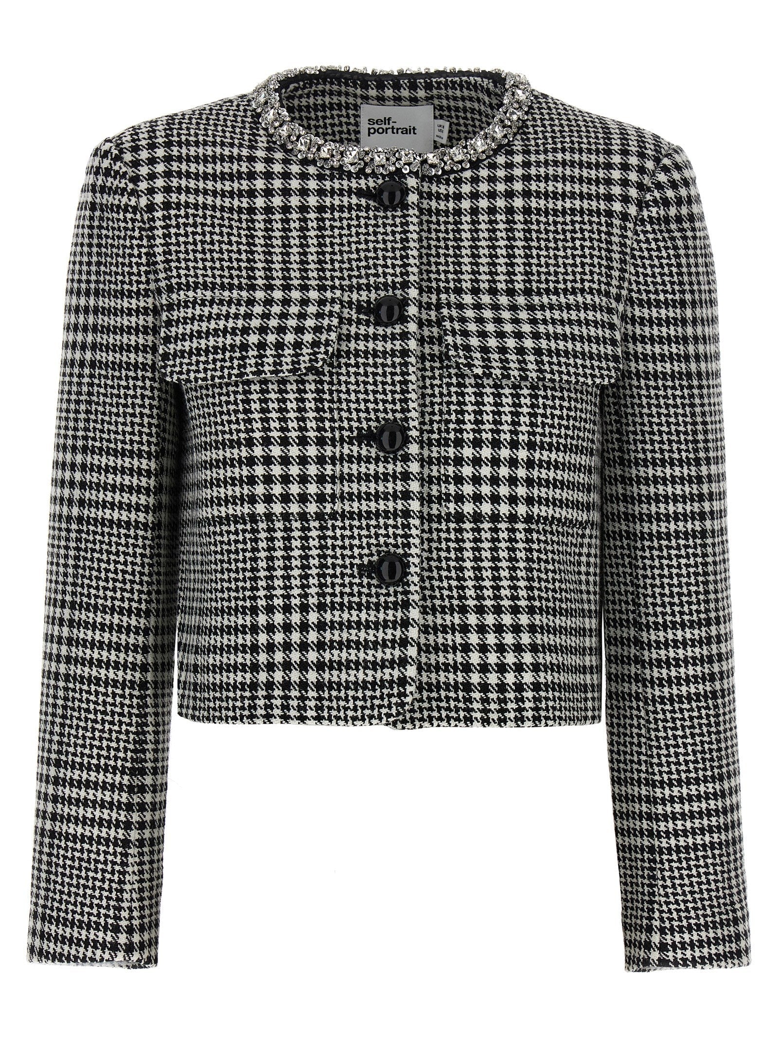 SELF PORTRAIT - SELF PORTRAIT - ’Houndstooth Crystal Trim’ blazer - Women’s Clothing