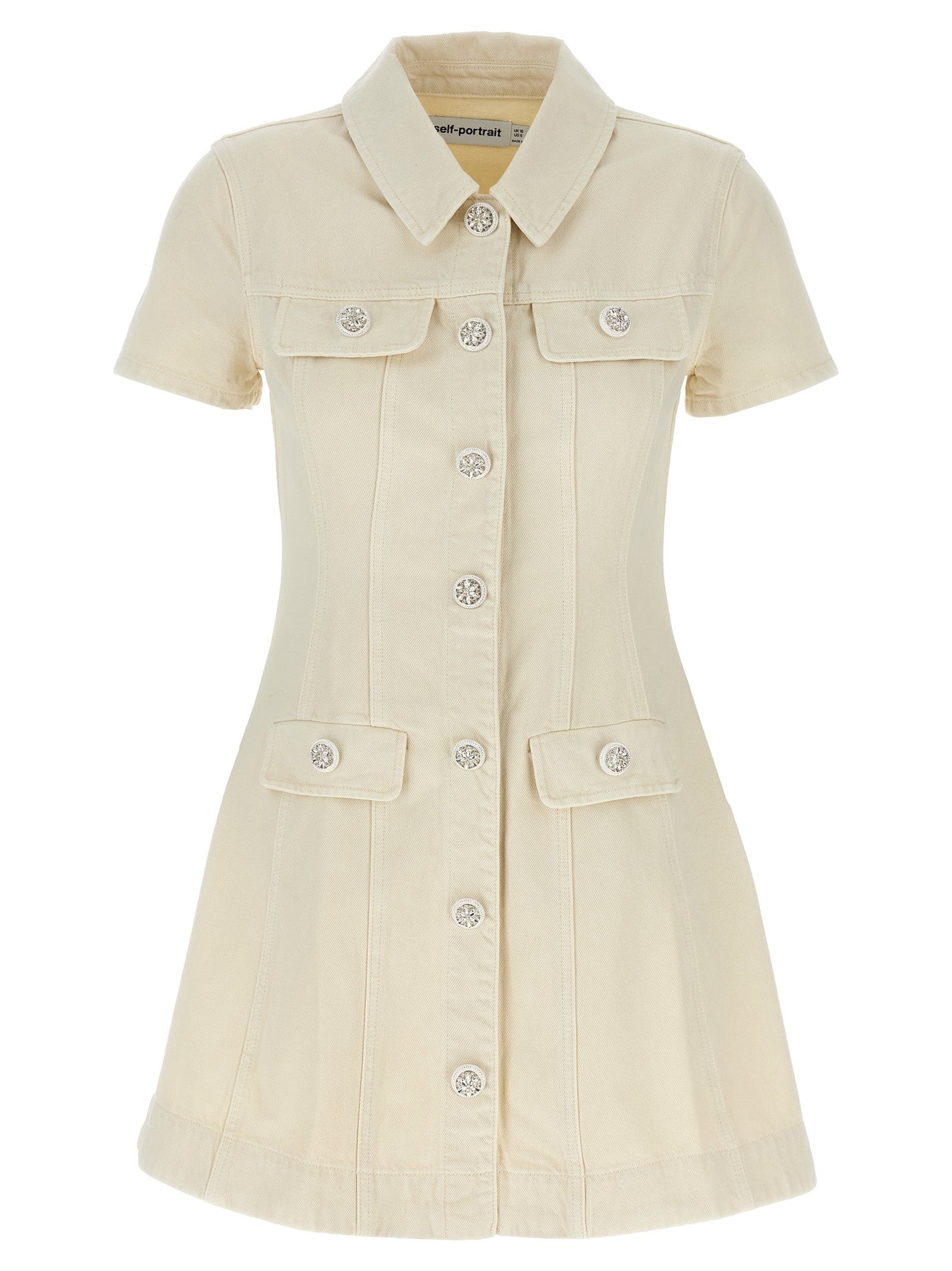 SELF PORTRAIT - SELF PORTRAIT - ’Cream Collared Denim Mini’ dress - Women’s Clothing