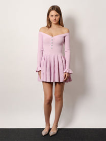 SELF PORTRAIT - Self Portrait Ribbed Knit Mini Dress With Jewel Buttons - Woman-&gt;Clothing-&gt;Dresses