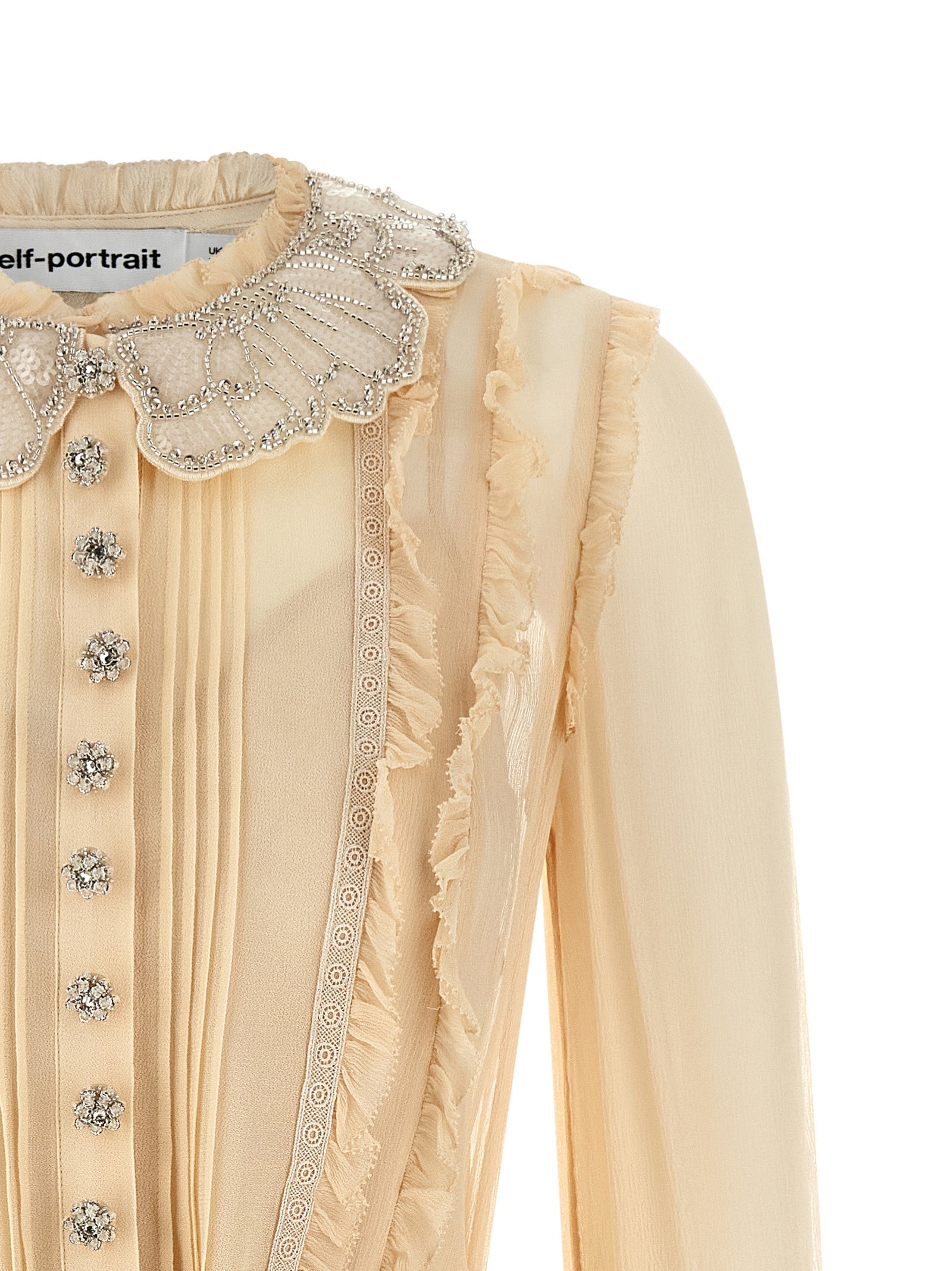 SELF PORTRAIT - SELF PORTRAIT - ’Tan Pleated Georgette Mini’ dress - Women’s Clothing