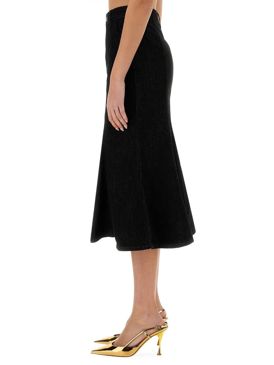 SELF-PORTRAIT - Self Portrait Denim Flared Midi Skirt - Woman-&gt;Clothing-&gt;Skirts