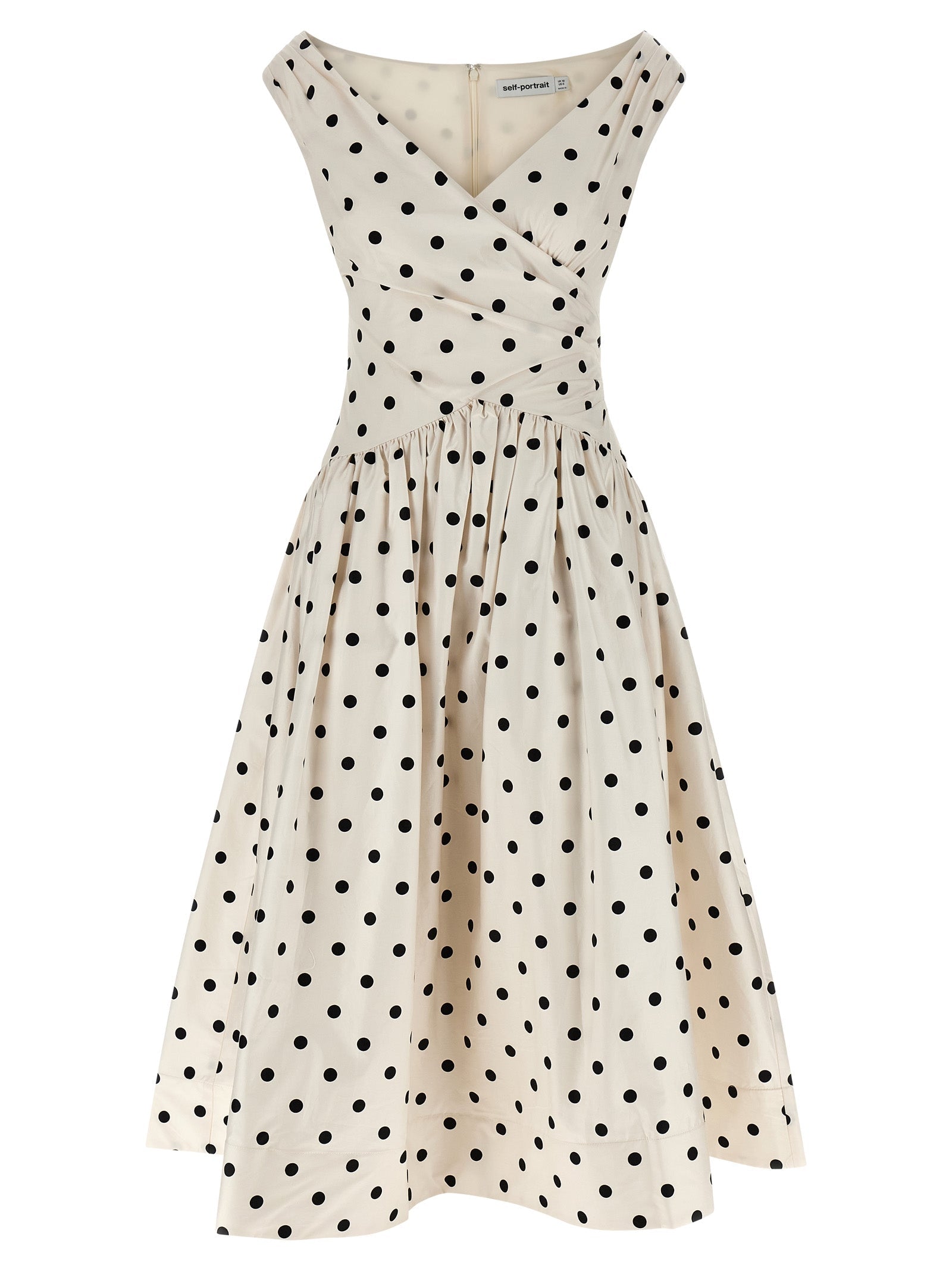 SELF PORTRAIT - SELF PORTRAIT - ’Cream Polka Dot Cotton Midi’ dress - Women’s Clothing