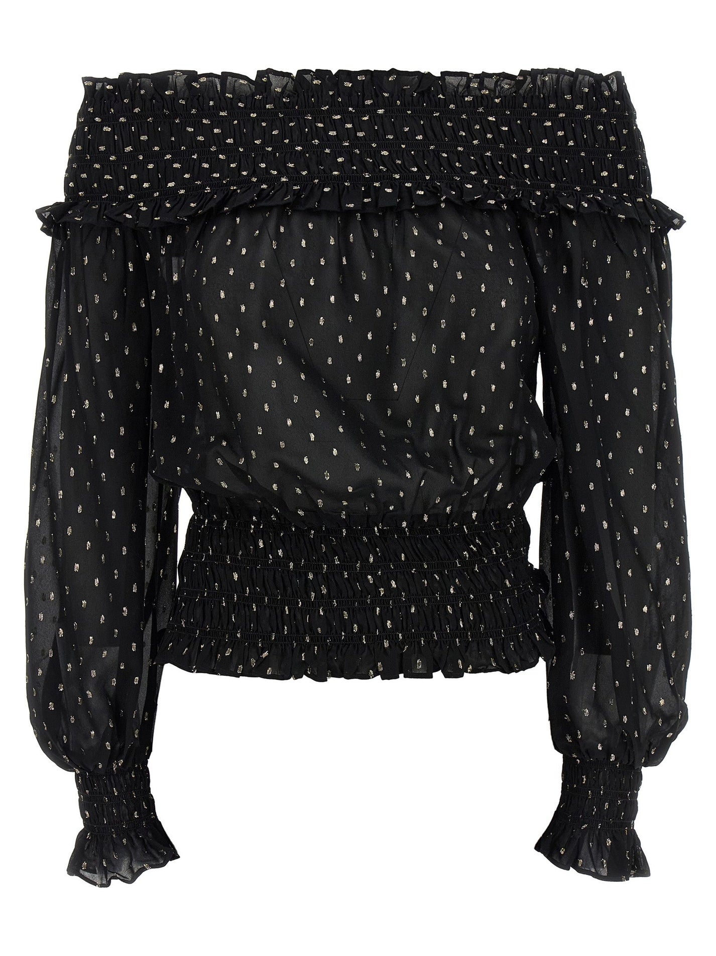 SELF PORTRAIT - SELF PORTRAIT - ’Black And Gold Chiffon’ top - Women’s Tops