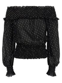 SELF PORTRAIT - SELF PORTRAIT - ’Black And Gold Chiffon’ top - Women’s Tops