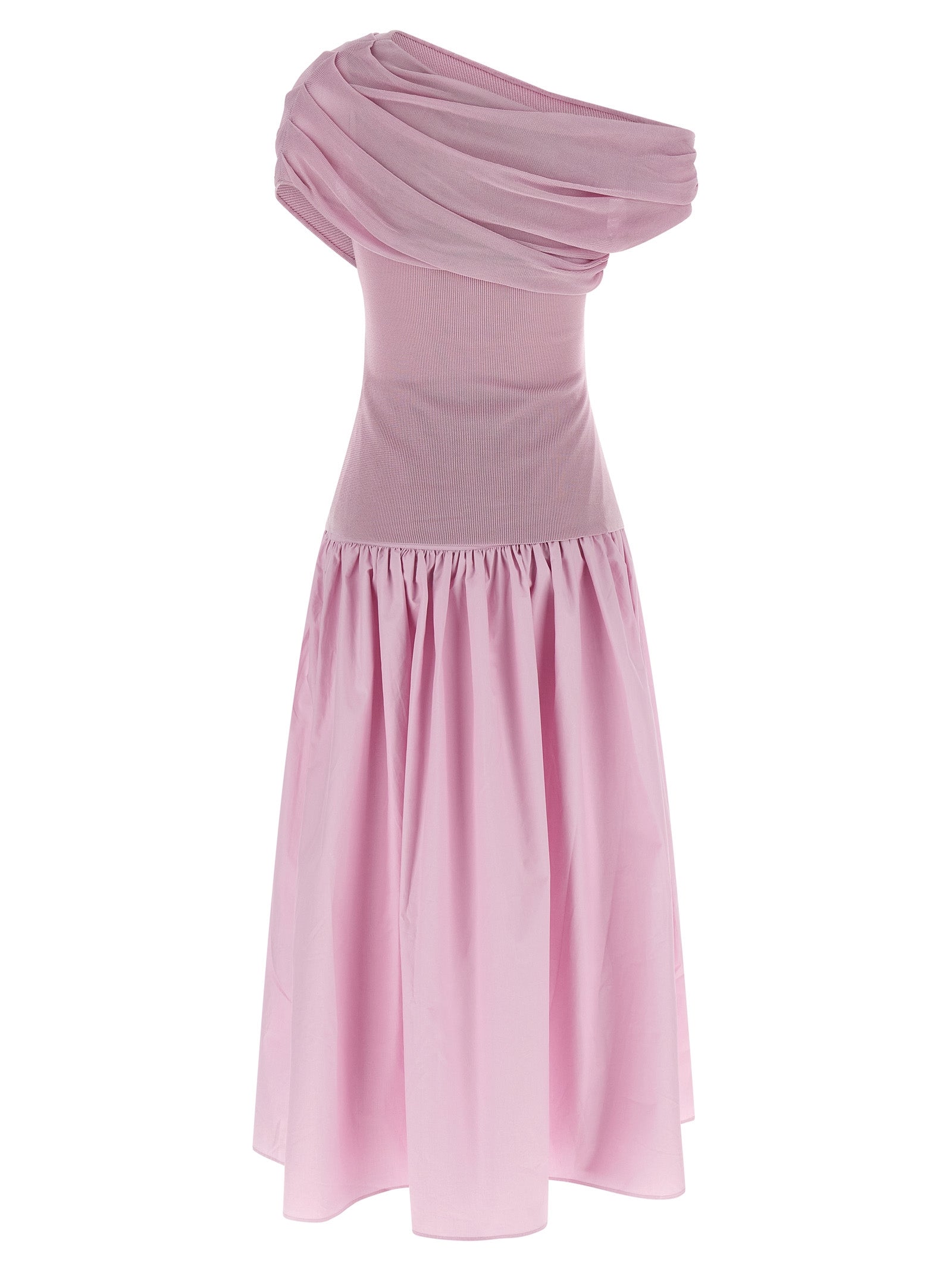 SELF PORTRAIT - SELF PORTRAIT - ’Pink Cotton Draped Knit Midi’ dress - Women’s Clothing