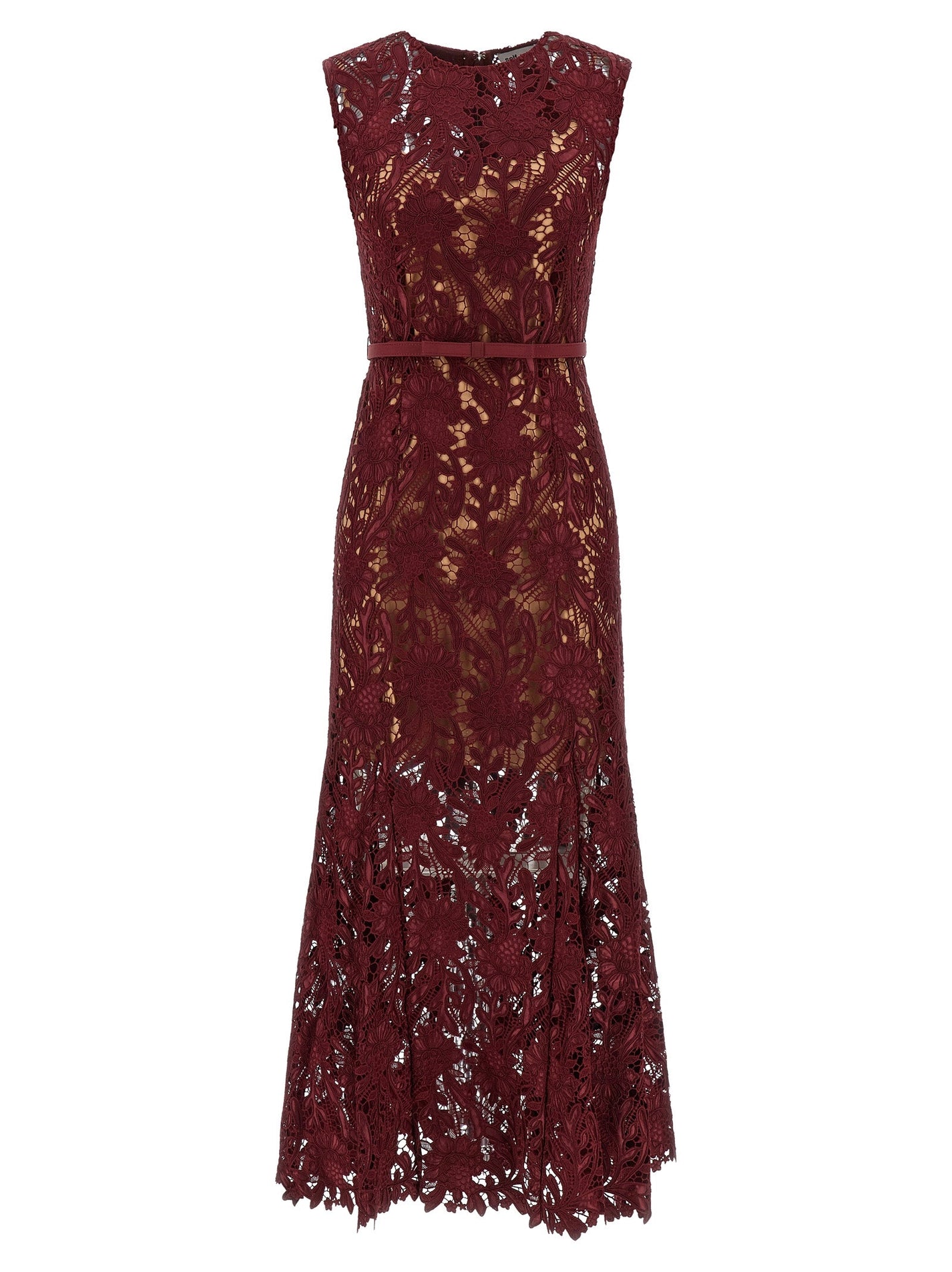 SELF PORTRAIT - SELF PORTRAIT - ’Burgundy Guipure Lace Midi’ dress - Women’s Clothing
